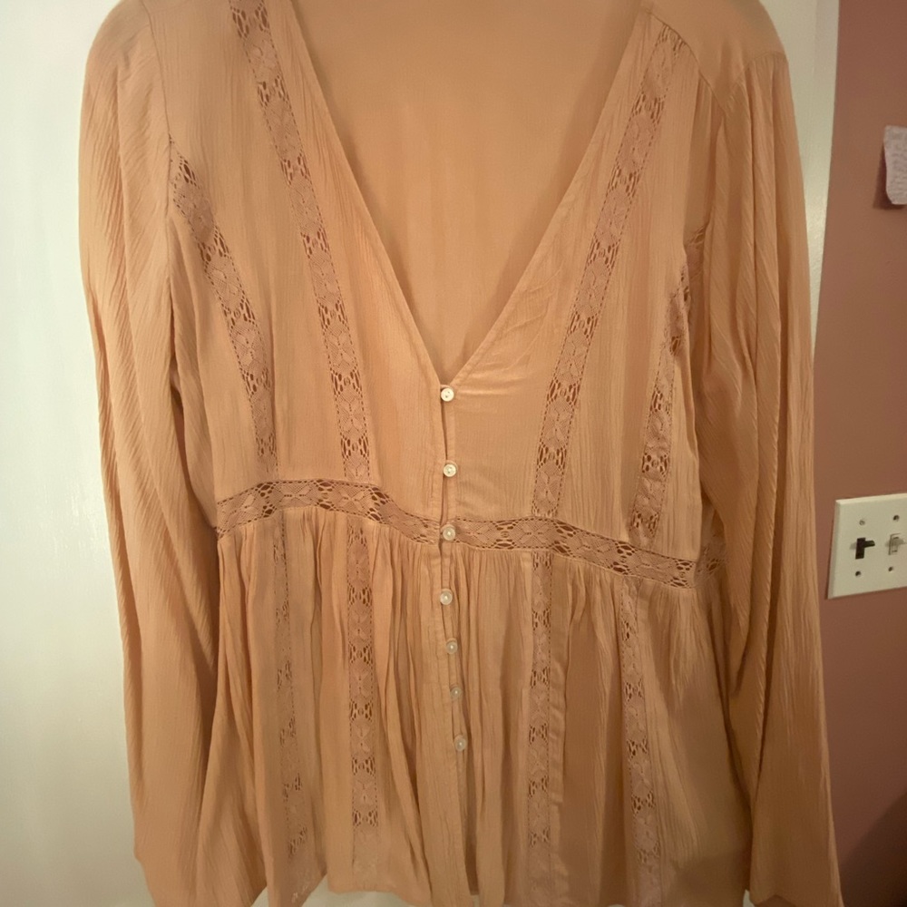 Boho light peach top